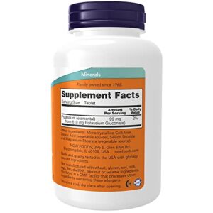 NOW Supplements, Potassium Gluconate 99mg, Easier to Swallow, Essential Mineral*, 250 Tablets