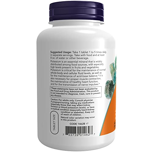 NOW Supplements, Potassium Gluconate 99mg, Easier to Swallow, Essential Mineral*, 250 Tablets