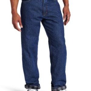 Carhartt mens Relaxed Fit Straight Leg Flannel Lined (Big & Tall) jeans, Dark Stone, 48W x 30L Big Tall US