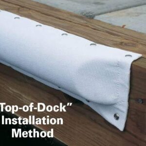 Taylor Made Large Dock Post Bumper, 5-1/2" W x 2-1/4" D x 3' L, Polyester Cover, Closed-Cell Foam Inner Cushion, Fold-Over or Top of Dock Mounting, White - 2020108600