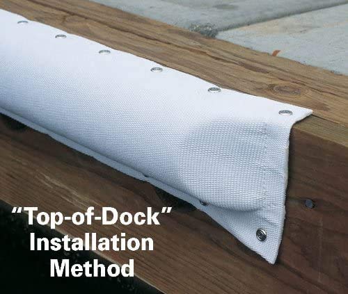 Taylor Made Large Dock Post Bumper, 5-1/2" W x 2-1/4" D x 3' L, Polyester Cover, Closed-Cell Foam Inner Cushion, Fold-Over or Top of Dock Mounting, White - 2020108600