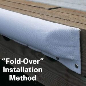 Taylor Made Large Dock Post Bumper, 5-1/2" W x 2-1/4" D x 3' L, Polyester Cover, Closed-Cell Foam Inner Cushion, Fold-Over or Top of Dock Mounting, White - 2020108600