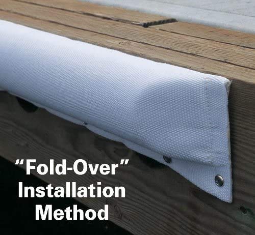 Taylor Made Large Dock Post Bumper, 5-1/2" W x 2-1/4" D x 3' L, Polyester Cover, Closed-Cell Foam Inner Cushion, Fold-Over or Top of Dock Mounting, White - 2020108600