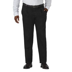 haggar mens work to weekend no iron twill pleat front - regular and big & tall sizes dress pants, black, 36w x 32l us