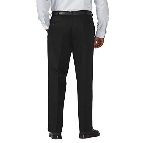 Haggar mens Work to Weekend No Iron Twill Pleat Front - Regular and Big & Tall Sizes dress pants, Black, 36W x 32L US