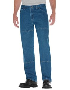 dickies mens relaxed fit workhorse jeans, stone washed indigo blue, 36w x 32l us