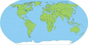 8” x 16” unlabeled world practice map, 30 sheets in a pack for social studies, geography, map activities, drill and practice, current event activities, learning games and more