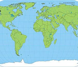 8” x 16” Unlabeled World Practice Map, 30 Sheets in a Pack for Social Studies, Geography, Map Activities, Drill and Practice, Current Event Activities, Learning Games and More