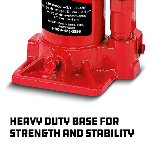 Powerbuilt Heavy Duty 4-Ton Bottle Jack, 8000-Pound Capacity Hydraulic Car Lift, Vehicles, Trucks, Red 640905