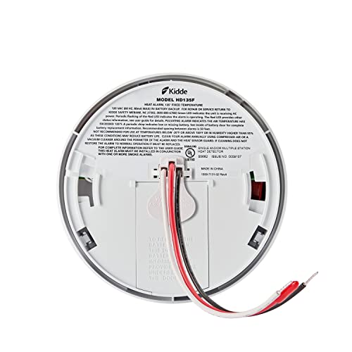 Kidde Heat Detector, Hardwired with Battery Backup & 2 LEDs, Interconnect Capability, Ideal for Garages