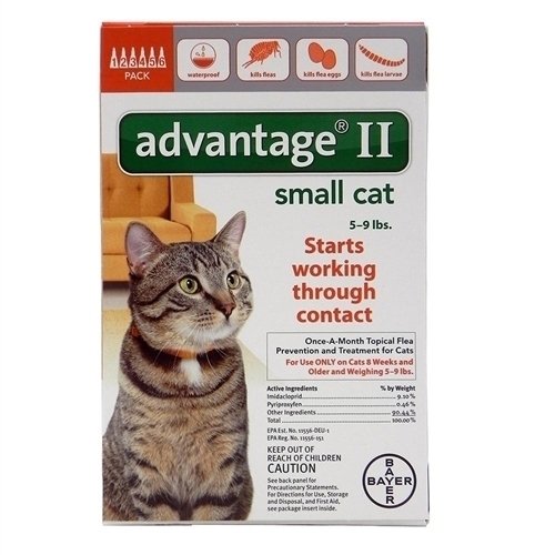 Advantage II Once-A-Month Topical Flea Treatment for Cats & Kittens up to 9 Lbs (6 Applications)