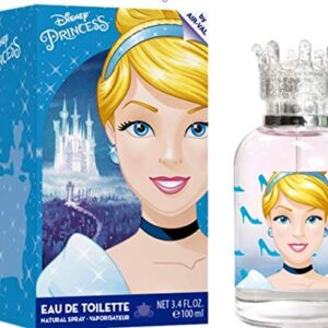 Disney Princess Perfume Eau de Toilette Made in Spain, Blue, Cinderella for Girls by Air Val International, 3.4 Fl Oz