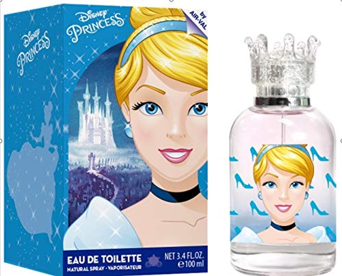 Disney Princess Perfume Eau de Toilette Made in Spain, Blue, Cinderella for Girls by Air Val International, 3.4 Fl Oz