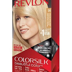 Revlon Permanent Hair Color, Permanent Hair Dye, Colorsilk with 100% Gray Coverage, Ammonia-Free, Keratin and Amino Acids, 04 Ultra Light Natural Blonde, 4.4 Oz (Pack of 1)