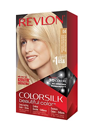 Revlon Permanent Hair Color, Permanent Hair Dye, Colorsilk with 100% Gray Coverage, Ammonia-Free, Keratin and Amino Acids, 04 Ultra Light Natural Blonde, 4.4 Oz (Pack of 1)