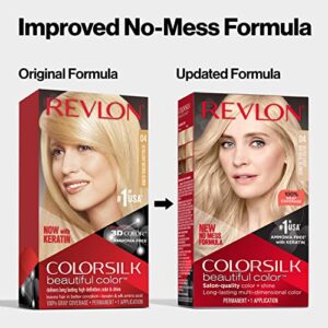 Revlon Permanent Hair Color, Permanent Hair Dye, Colorsilk with 100% Gray Coverage, Ammonia-Free, Keratin and Amino Acids, 04 Ultra Light Natural Blonde, 4.4 Oz (Pack of 1)