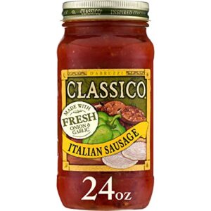 classico italian sausage spaghetti pasta sauce with tomato, peppers & onions (24 oz jar)