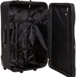 Rockland Journey Softside Upright Luggage Set,Expandable, Lightweight, Black, 4-Piece (14/19/24/28)