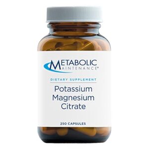 metabolic maintenance potassium magnesium citrate - highly bioavailable mineral supplements - supports cardiovascular, nerve + bone health - no fillers (250 capsules)