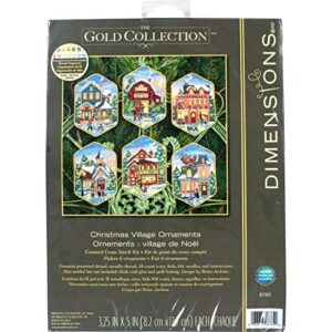 dimensions gold collection christmas village counted cross stitch ornament kit, 6 pcs