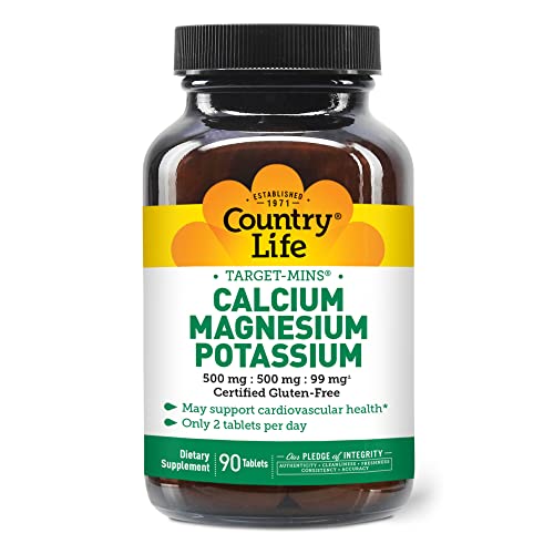 Country Life, Target-Mins Calcium Magnesium Potassium, Supports Heart Health, Daily Supplement, 90 ct