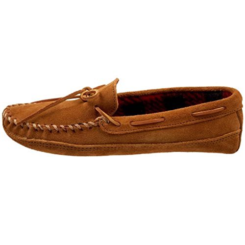 Minnetonka Men's Double Bottom Fleece Slipper,Brown,12 M US