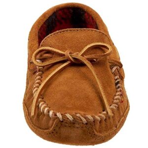 Minnetonka Men's Double Bottom Fleece Slipper,Brown,12 M US