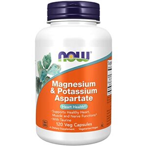 now supplements, magnesium & potassium aspartate with taurine, heart health*, 120 veg capsules