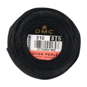 DMC 116 8-310 Pearl Cotton Thread Balls, Black, Size 8