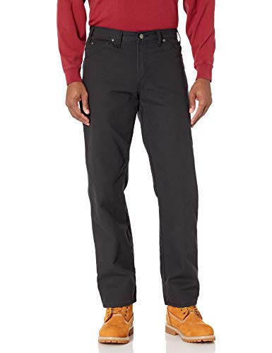 Dickies Men's Relaxed Fit Straight-Leg Duck Carpenter Jean, Black, 34W x 32L