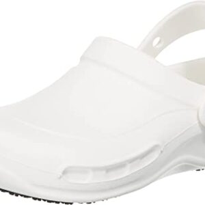 Crocs Unisex Adult Men's and Women's Bistro Clog | Slip Resistant Work Shoes , White, 9 Women 7 Men US