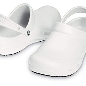 Crocs Unisex Adult Men's and Women's Bistro Clog | Slip Resistant Work Shoes , White, 9 Women 7 Men US