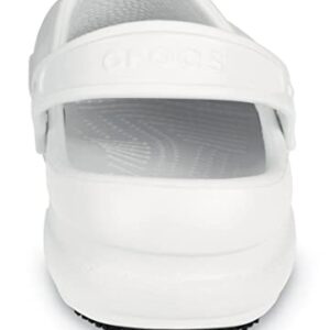 Crocs Unisex Adult Men's and Women's Bistro Clog | Slip Resistant Work Shoes , White, 9 Women 7 Men US