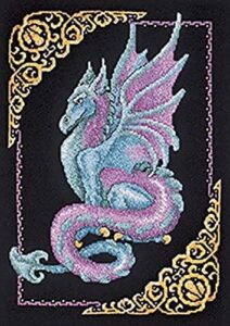 janlynn mythical dragon counted cross stitch kit, white