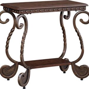 Signature Design by Ashley Rafferty Vintage Inspired Rectangular Open Chairside End Table, Dark Brown