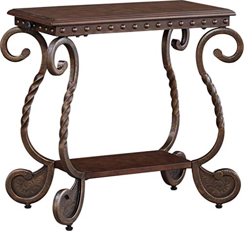 Signature Design by Ashley Rafferty Vintage Inspired Rectangular Open Chairside End Table, Dark Brown