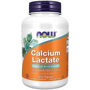 now supplements, calcium lactate, supports bone health, easy to swallow tablet, 250 tablets