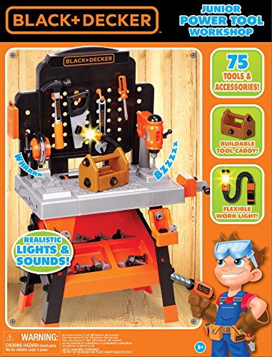 Black+Decker Kids Workbench - Power Tools Workshop - Build Your Own Toy Tool Box – 75 Realistic Toy Tools and Accessories [Amazon Exclusive]