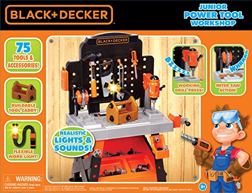 Black+Decker Kids Workbench - Power Tools Workshop - Build Your Own Toy Tool Box – 75 Realistic Toy Tools and Accessories [Amazon Exclusive]