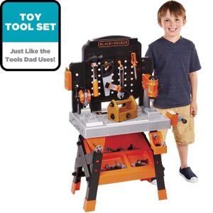 Black+Decker Kids Workbench - Power Tools Workshop - Build Your Own Toy Tool Box – 75 Realistic Toy Tools and Accessories [Amazon Exclusive]