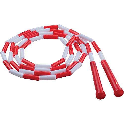 Champion Sports Segmented Jump Rope for Fitness, 7 Feet Length, Red and White - Classic Beaded Jump Ropes for Physical Education, Gym Glass, Personal Use - Premium Skipping Rope for Kids, Adults