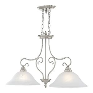 Livex Lighting 6132-91 Island Pendant with White Alabaster Glass Shades, Brushed Nickel 21.25x34.50x13.00