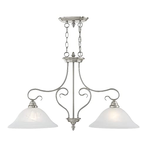 Livex Lighting 6132-91 Island Pendant with White Alabaster Glass Shades, Brushed Nickel 21.25x34.50x13.00