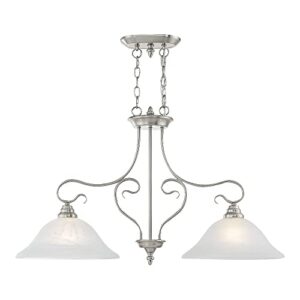 Livex Lighting 6132-91 Island Pendant with White Alabaster Glass Shades, Brushed Nickel 21.25x34.50x13.00