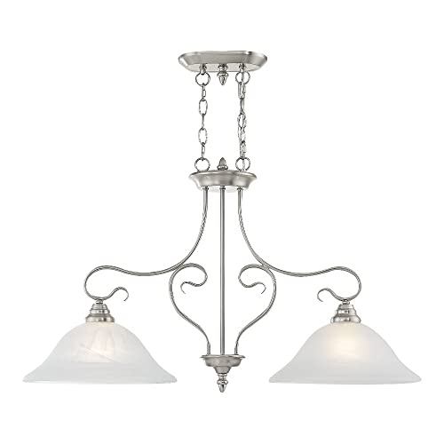 Livex Lighting 6132-91 Island Pendant with White Alabaster Glass Shades, Brushed Nickel 21.25x34.50x13.00