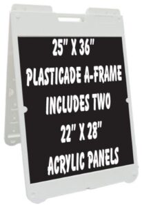 neoplex 25" x 36" poly-plastic sidewalk sandwich board a-frame sign w/black acrylic plexiglas panels