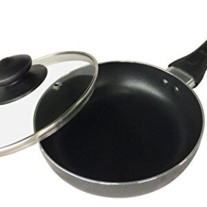 Bene Casa - Black Nonstick Aluminum Frying Pan with Glass Lid (6") - Dishwasher Safe for Easy Cleaning