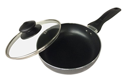 Bene Casa - Black Nonstick Aluminum Frying Pan with Glass Lid (6") - Dishwasher Safe for Easy Cleaning