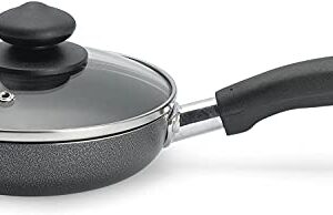 Bene Casa - Black Nonstick Aluminum Frying Pan with Glass Lid (6") - Dishwasher Safe for Easy Cleaning
