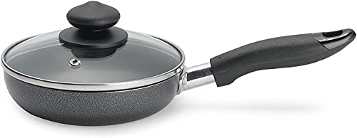 Bene Casa - Black Nonstick Aluminum Frying Pan with Glass Lid (6") - Dishwasher Safe for Easy Cleaning